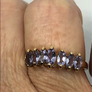 14KY Graduated 7 Marquise Tanzanite Ring Size 7